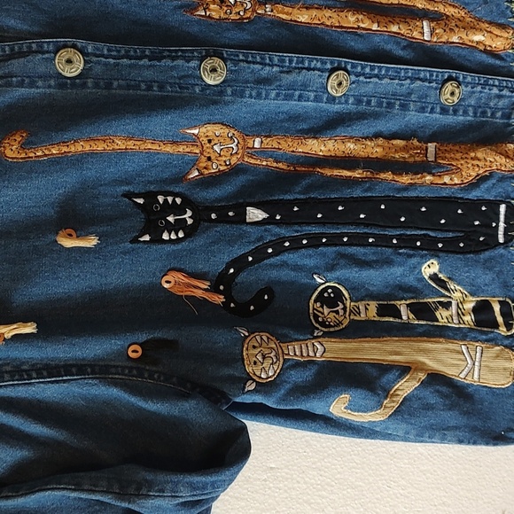 CAT EMBROIDERED Boho Denim Jacket SIZE MEDIUM SALE! - Picture 5 of 16